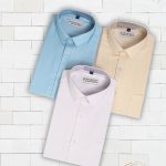 3 Shirt Combo – Cream (Light Yellow), Sky Blue & White | Premium Cotton Blend