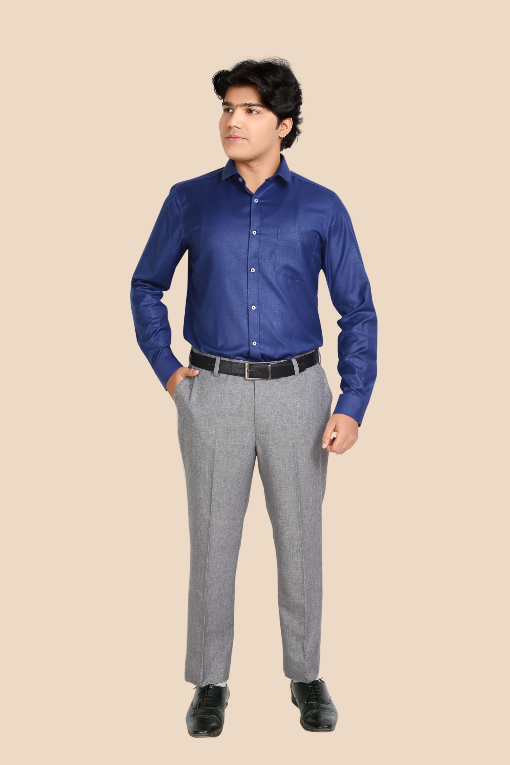 Navy Blue Formal Shirt – Premium Cotton Blend | Sharp Business Wear (F001BLDRK)